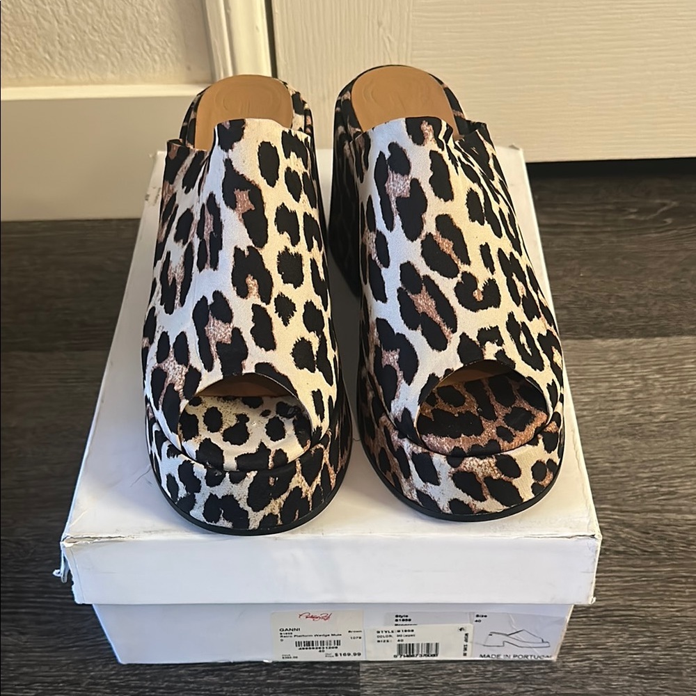 Ganni Leopard Print Platform Shoes